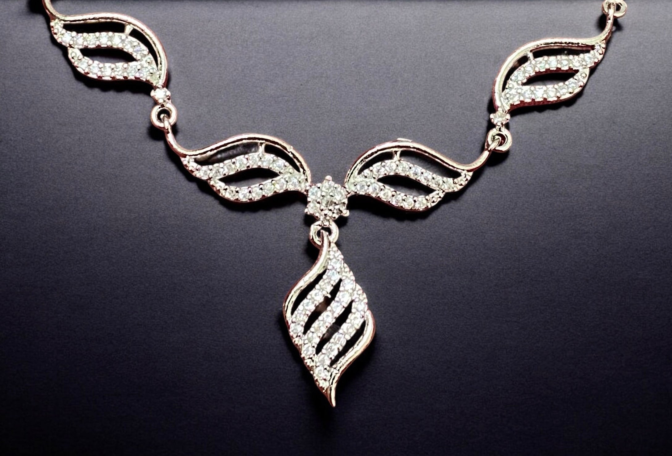 American Diamond Sleek Designer Necklace set with Earrings